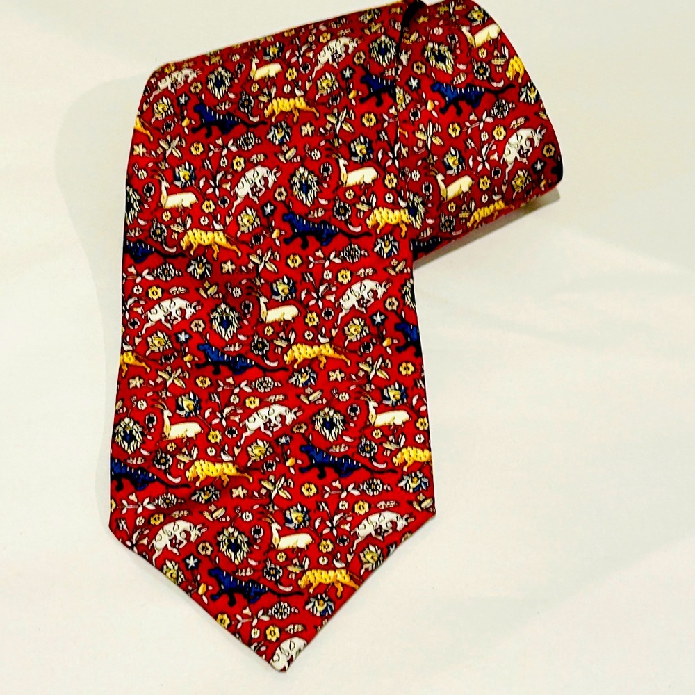 Metropolitan Museum of Art Silk Tie floral animal print leopards panthers elk